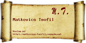 Matkovics Teofil névjegykártya